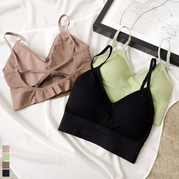 ブラトップ レディース アンダーウェア インナーウェア キャミソール バッククロス カップ付き 20...