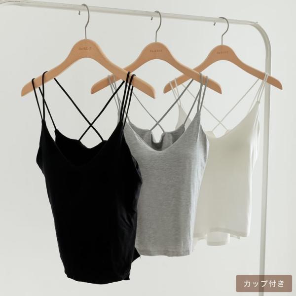 ブラトップ レディース インナーウェア アンダーウェア キャミソール カップ付き パッド入り ストレ...