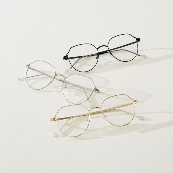 伊達メガネ レディース だてめがね ダテメガネ 眼鏡 細フレーム アイグラス メタルフレーム 度なし