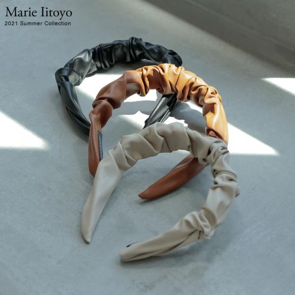 カチューシャ レディース ヘアーアクセサリー ヘアアクセ 幅広 ヴィーガンレザー エコレザー 返品交...