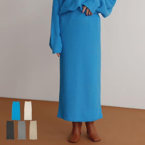 ニットスカート レディース スカート ストレートスカート 鹿の子編み セットアップ 低身長向け 20...