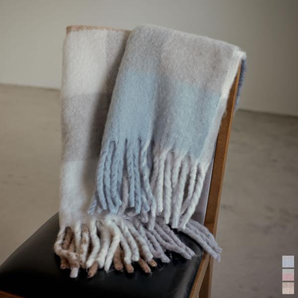 マフラー レディース チェック柄 ブロックチェック柄 シャギーマフラー 防寒 レディース 2021秋...