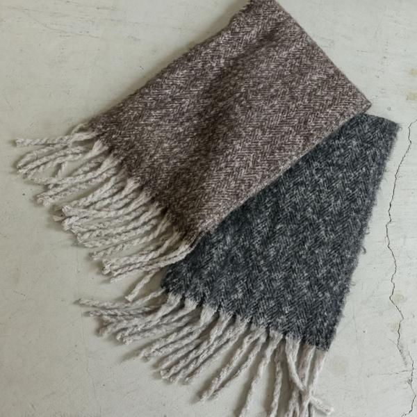 マフラー レディース ニットマフラー ツイードライク フリンジ レディース 温かい 暖かい あったか...