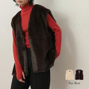 ファーベスト レディース 羽織り フェイクファー ライトアウター