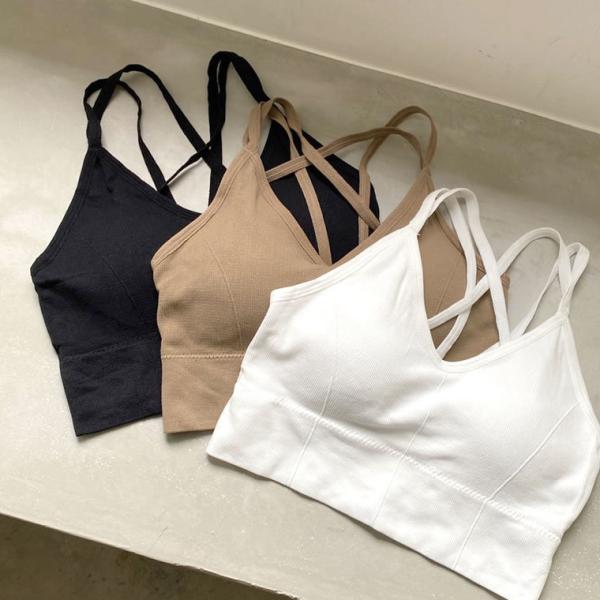 ブラトップ レディース バッククロス キャミソール カップ付き インナーウェア 返品交換不可 春夏