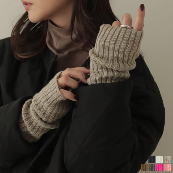 アームウォーマー レディース リブニット 手袋 指穴 フィンガーレス Y2K TV放送記念 TV掲載...