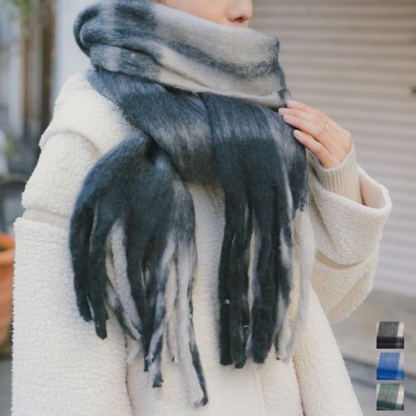 マフラー ショール チェック柄 ウールタッチ フェイクウール 温かい 暖かい 大判 2023秋冬 2...