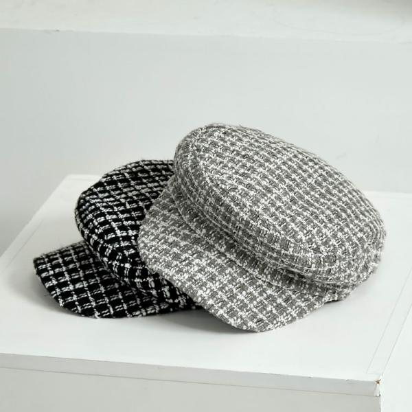 ツイードキャスケット レディース ハット キャップ 帽子 ぼうし サイズ調節可能 秋冬