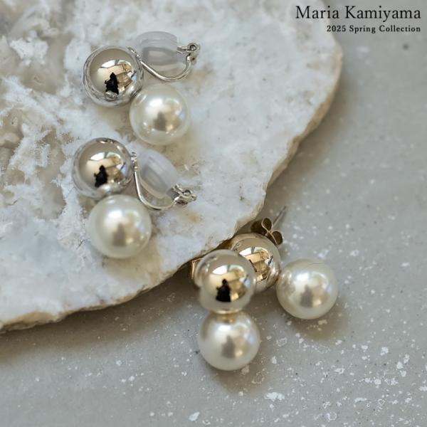 ピアス レディース アクセサリー パールモチーフ メタルピアス ボールピアス 両耳用 オケージョン ...