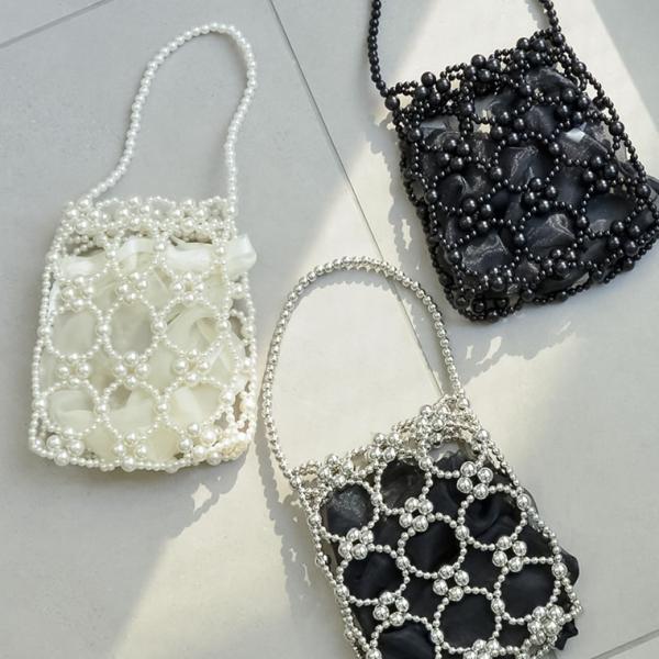 バッグ レディース ビーズバッグ 鞄 かばん ハンドバッグ バッグ ミニバッグ フェイクパール オケ...