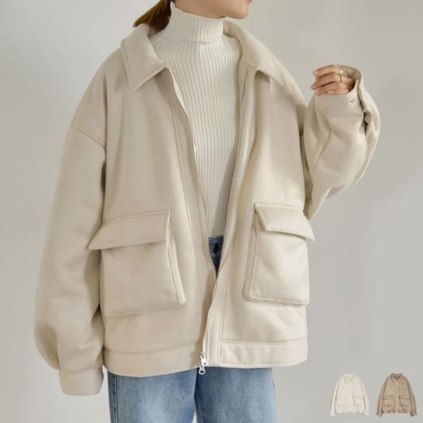 ムートンコート レディース ボアコート ステンカラーコート ジャケット アウター ミドル丈 ミドルコ...