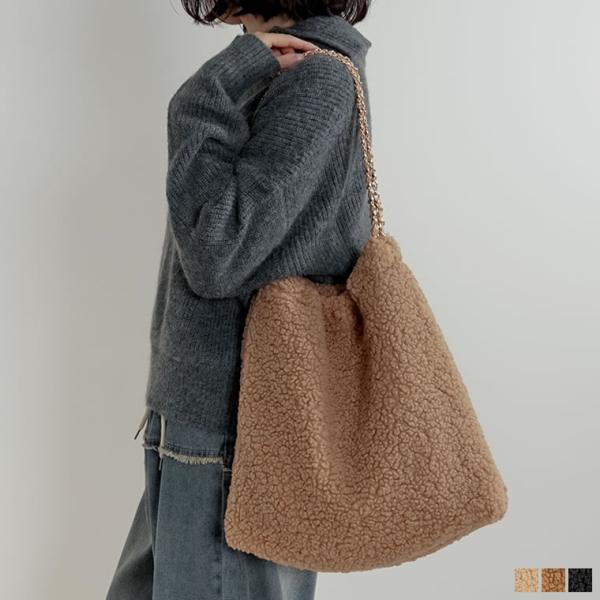 バッグ ボア レディース 3色 フリーサイズ チェーンバッグ テディ ショルダーバッグ ハンドバッグ...