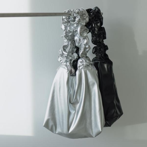 シャーリングバッグ レディース メタリック ショルダーバッグ ハンドバッグ A4収納 可ギャザー 2...