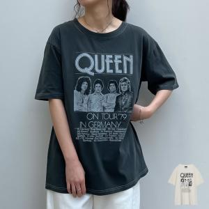 ロックT レディース バンドT ロゴT クイーン QUEEN Tシャツ トップス カットソー 半袖 ビッグシルエット 2024春夏｜galstar