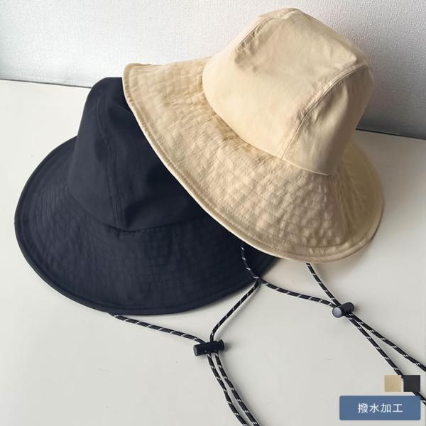 帽子 レディース ハット 撥水 あご紐 アジャスター 取り外し可能 梅雨 雨の日 アウトドア キャン...