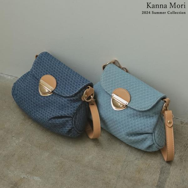 バッグ レディース ショルダーバッグ コンパクト ハンドバッグ フェイクレザー デニムライク 開閉フ...