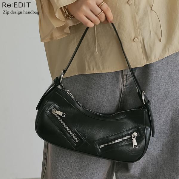 バッグ ショルダーバッグ レディース ブラック フリーサイズ ジップデザイン コンパクト ミニマル ...