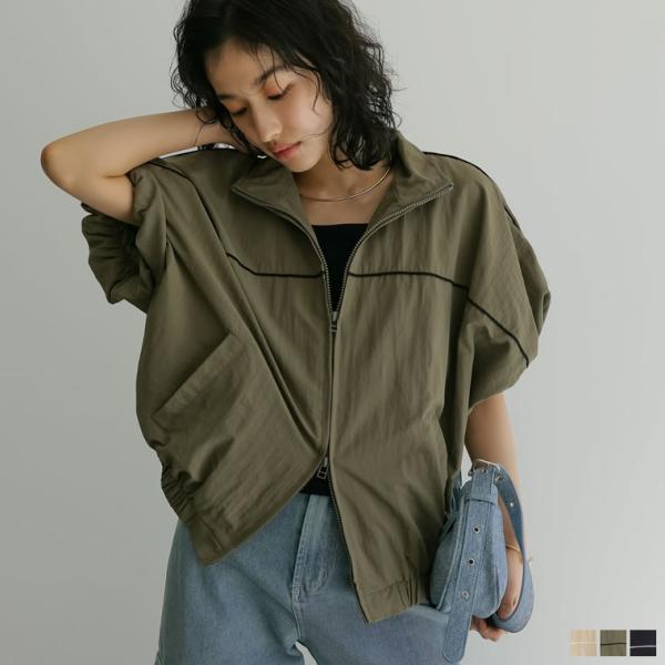 ブルゾン レディース ジャケット アノラック ジップアップ 半袖 ジャンパー トップス アウター ア...