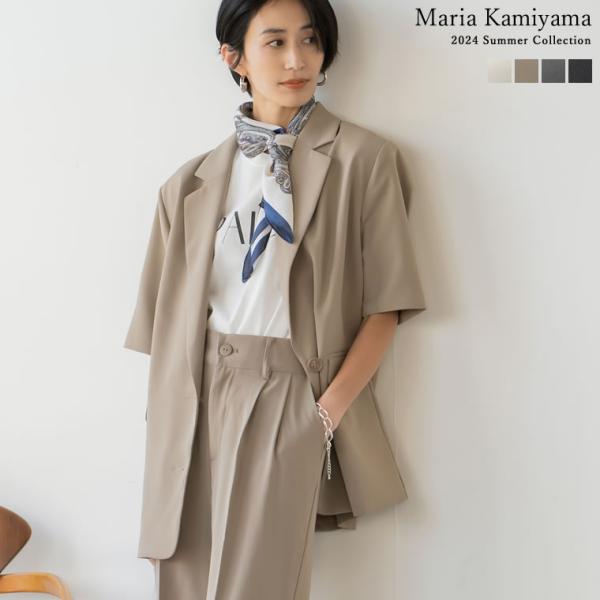 ジャケット レディース 半袖 4色 M/L テーラードジャケット セットアップ対応 アウター オーバ...