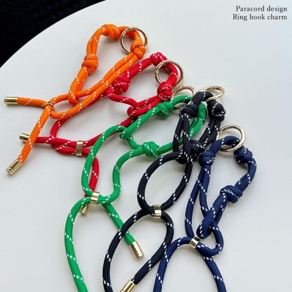 パラコード レディース チャーム ハンドストラップ スマホ リングフック  ブレスレット アンクレッ...