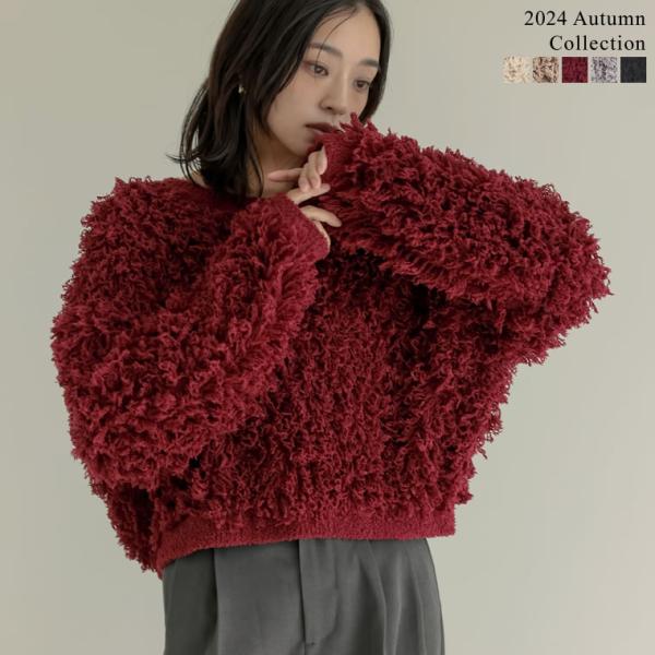ニット レディース セーター トップス 秋冬 プルオーバー フリンジ 長袖 クルーネック 2024秋...