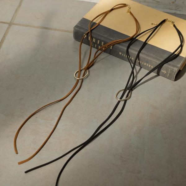 アクセサリー ネックレス チョーカー フープモチーフ オーバル  コード ロングコードネックレス 返...