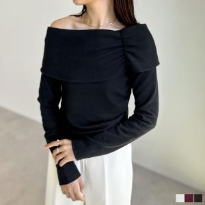 オフショル レディース トップス 長袖 アシンメトリー アシメ ワンショル ワンショルダー オフショルダー Tシャツ カットソー 秋冬