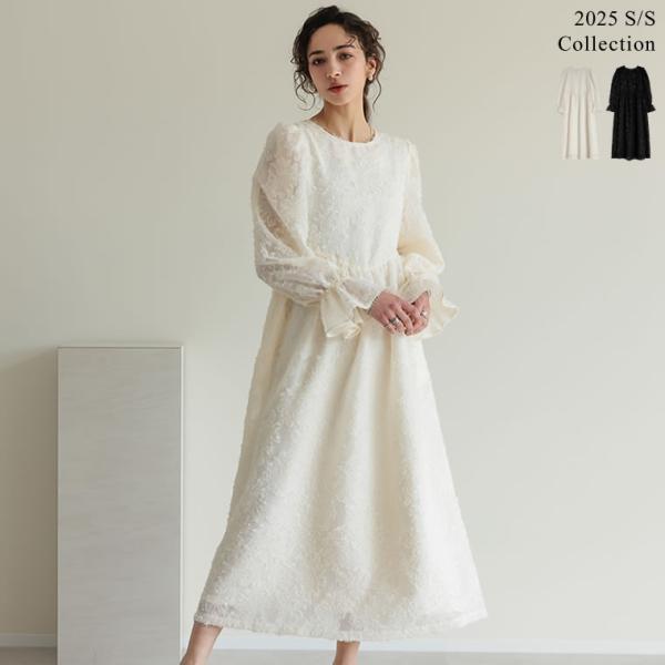 ワンピース レディース フレア オケージョン セレモニー フォーマル シアー 花柄 低身長 2025...