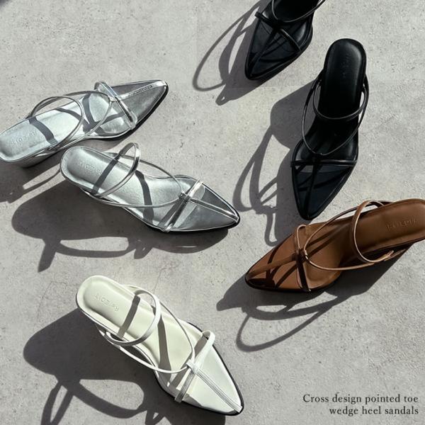 サンダル Tストラップ クロスストラップ 靴 くつ クッションソール 痛くない ローヒール ポインテ...