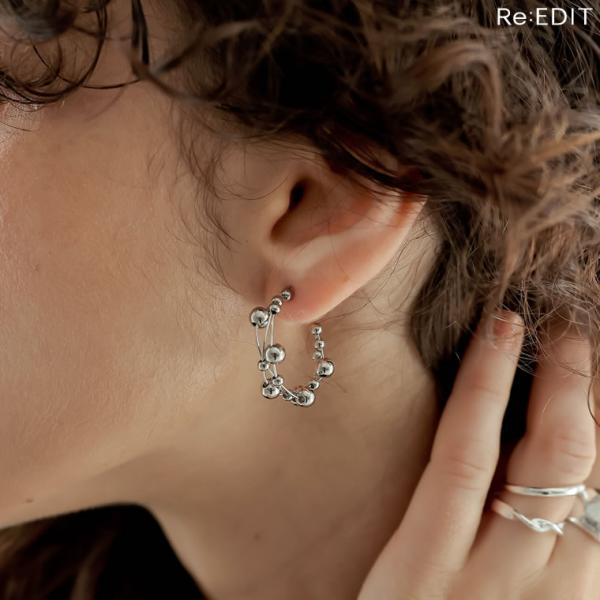 ピアス レディース アクセサリー サークル ボール ドット フープ シルバー ゴールド フープピアス...