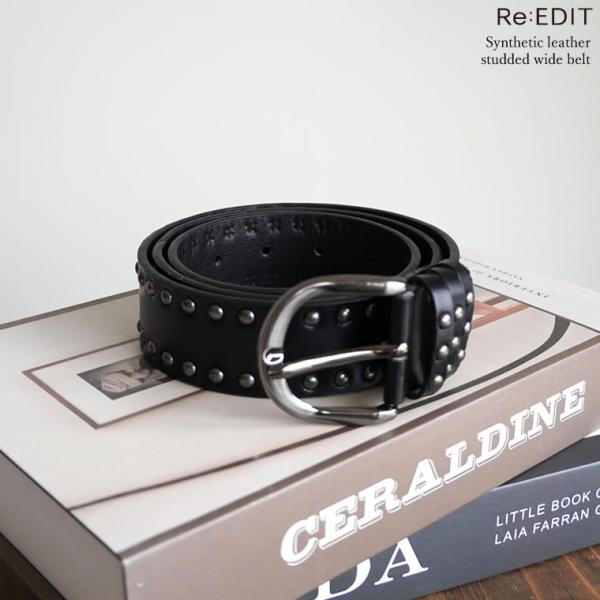 ベルト レディース スタッズベルト シルバー バックル 合皮 合成皮革 フェイクレザー 2025秋冬