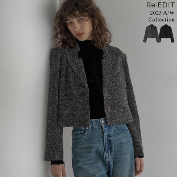 ツイードジャケット ジャケット アウター テーラード レディース 2色 クロップド ショート丈 オケ...