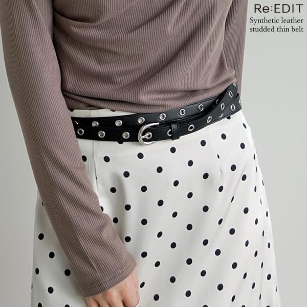 ベルト 二重 ダブルラップ スタッズベルト 細ベルト レディース スリム 二重巻き シルバー メタリ...
