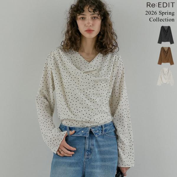 トップス ブラウス レディース 3色 M/L ドレープシャツ 体型カバー ウエストシェイプ 長袖 春...