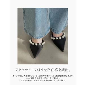 ミュール フラットミュール レディース ブラッ...の詳細画像4