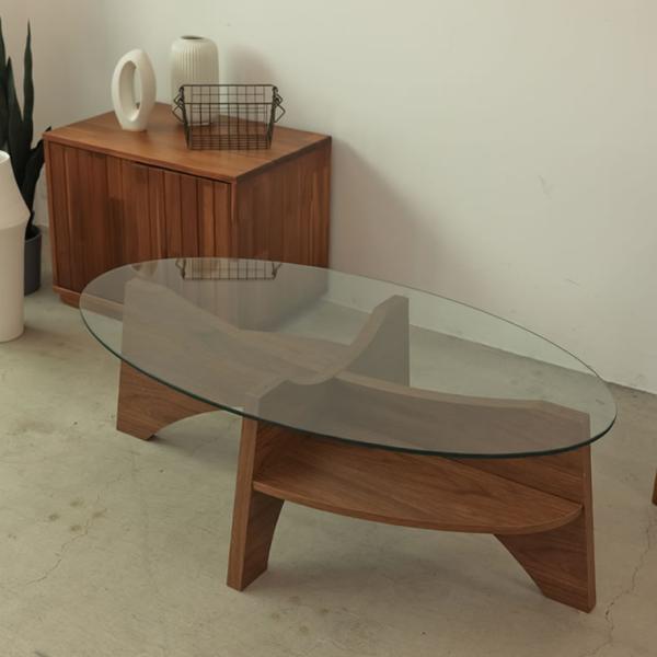 コーヒーテーブル ガラステーブル ガラス天板 ラウンド 北欧 木製 インテリア 雑貨 送料無料