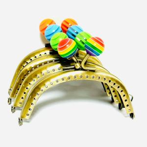 角田商店 廃盤品 がま口金具 6個セット 口金 赤白 飴玉ボール付 工具付 2832【玉付き口金】がま口 口金 10.5cm あめ玉（20mm