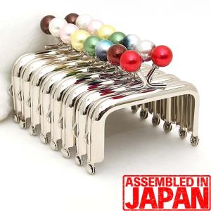 がま口 口金 7cm 角型 シルバー 差し込み タイプ 12mm ミニミニ パール玉 玉付き 手芸 パーツ 金具 メール便可 2846