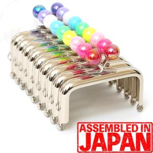 がま口 口金 10.5cm 角型 あめ玉 パール玉 シルバー 差し込み タイプ
