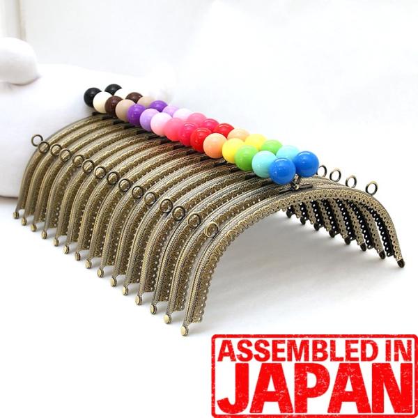 1952 がま口 口金 20.5cm あめ玉(2cm) くし型 アンティークゴールド 縫付タイプ シ...