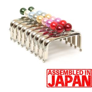 【大きめ16mmパール玉】がま口 口金 8.5cm 角型 パール風 あめ玉 付き 16mm玉 シルバー差し込み タイプ 手芸 パーツ ハンドメイド 金具 2746