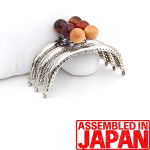 木玉 がま口 口金 12.5cm 木玉 くし型 シルバー 玉付き口金 あめ玉 キャンディ 縫い付け タイプ 手芸 パーツ 金具 1431