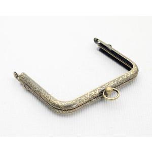 がま口 口金 11cm 角型 リング型げんこ 長足 アンティークゴールド 財布 ポーチ 小物入れ ハンドメイド パーツ 金具 手芸 2762