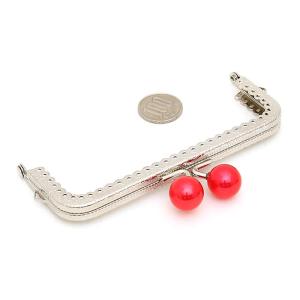 パール玉付きがま口 口金 12.5cm 角型 ...の詳細画像2