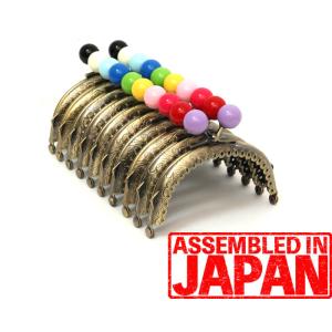 がま口 口金 8.5cm 単色 ミニ あめ玉 (14mm) ガマグチ がまぐち アンティークゴールド くし型 縫い付けタイプ 1235
