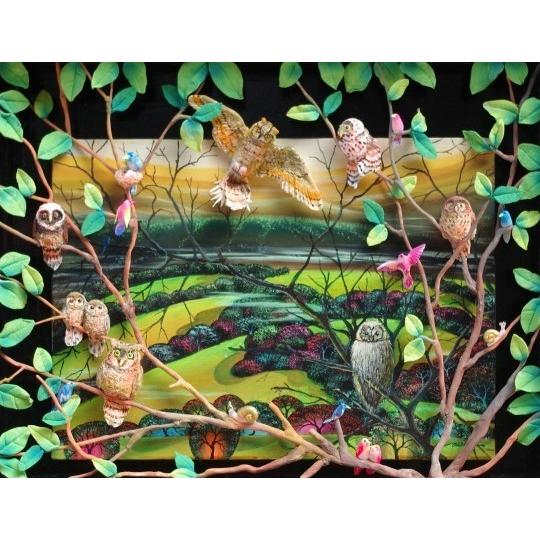 古畑雅規　「山のフクロウたち」