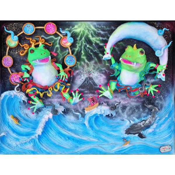 古畑雅規　「カエルの風神雷神」