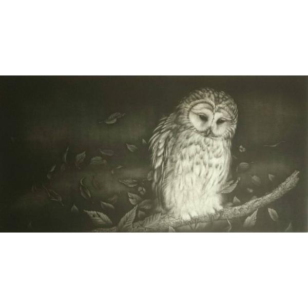 生田宏司　　風　　メゾチント（銅版画）