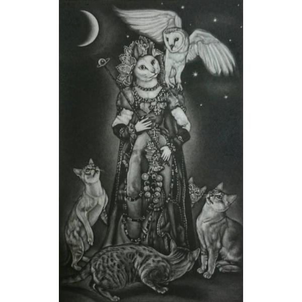 生田宏司　「猫爪月の女神」 　メゾチント