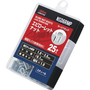 ■（株）ロブテックス エビ ローレットナット（平頭・スチール製） エコパック 板厚３．５ Ｍ６Ｘ１．０（２５個入） NSD6RMP 1Ｐｋ｜ganbariya-shop